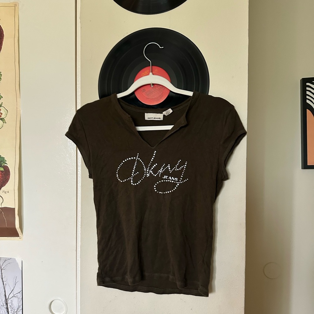 vintage y2k DKNY rhinestone top